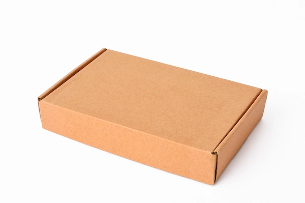 an unmarked small empty shipping box